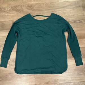 Sweaty Betty Open Back Strappy Sweatshirt Long Sleeve Thumbhole Top Green XS